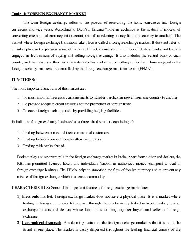 Foreign Exchange Market Notes | Forex lecture notes Foreign Exchange Market Notes -